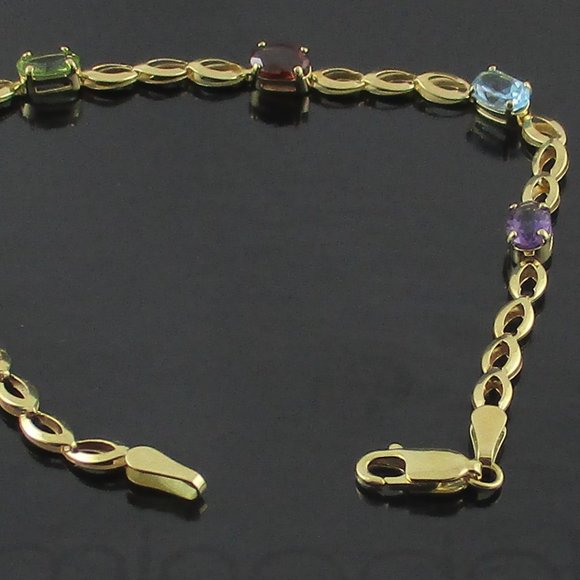 14K Yellow Gold 2.10 ct tw Multi-gemstone Bracelet - Picture 2 of 7